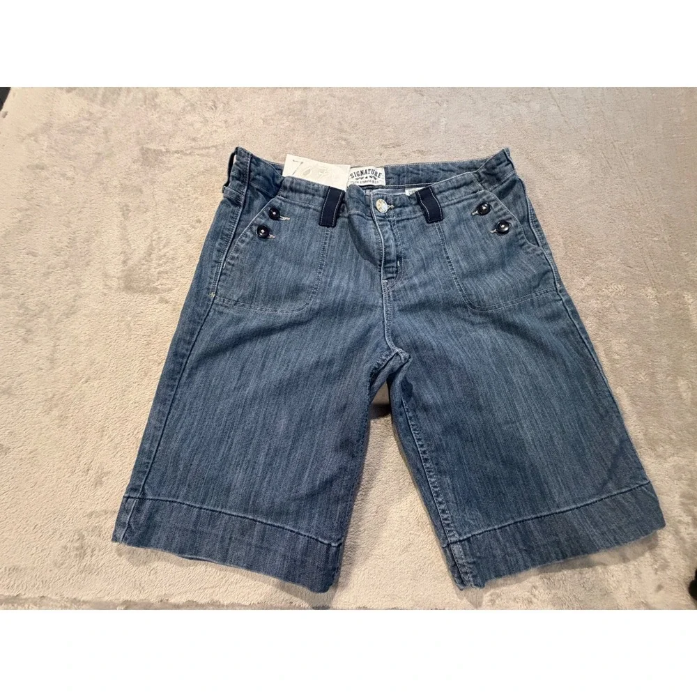 Signature Levi Strauss Denim Shorts Womens 12 Blue Nautical Bermuda